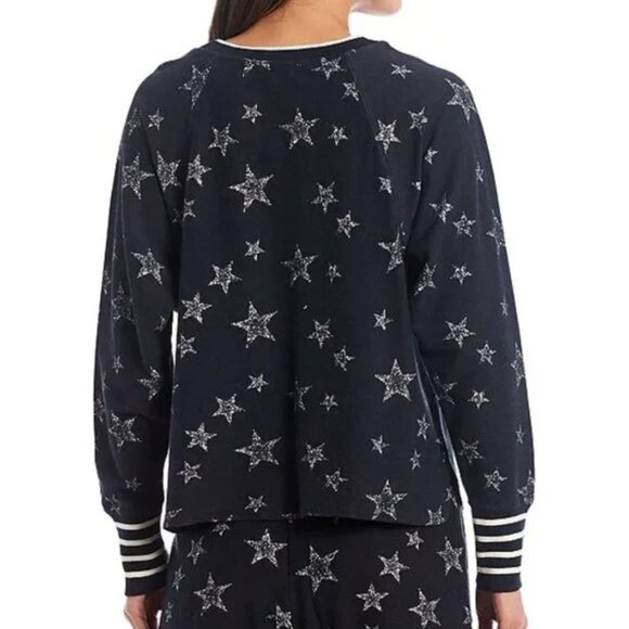 NWT Splendid Heritage French Terry Star Print Pullover in Navy/White Sz. XS - Picture 6 of 6